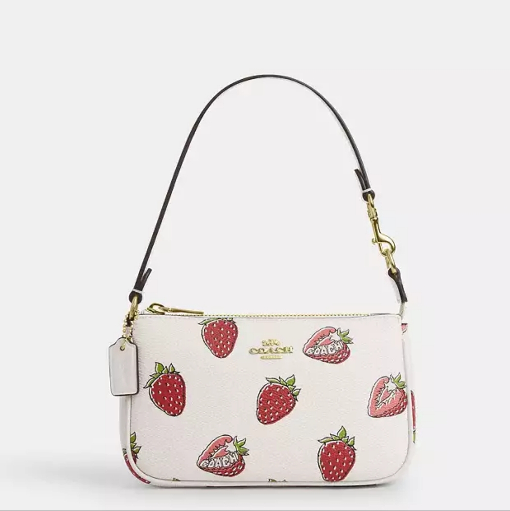 NWT Coach Nolita 19 Leather Shoulder Bag With Strawberry Print CAL25 - Picture 8 of 13